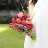 Bröllopsblommor Sesthfar Rose Tulip Red Bouquet Collection Artificial Bride Holding Church Bridal Deco Mariage