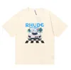 Rhude Racing Print Plus Size T-shirts Bomulls-t-shirts Man Vintage Oversized T-shirt Streetwear Tee Unisex-tröjor Ungdom Korta ärmar Lösa toppar Custome 72pp