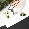 Stud Earrings Goth Punk Green Shell Hexagon For Women Bohemian Jewelry 2023 Style Stainless Steel Eardrop Aretes De Mujer