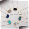 Pendant Necklaces Mticolor Hexagon Natural Crystal Cluster Necklace Gold Sier Chain Resin Fashion Jewelry For Women Girls Giftz Drop Dhm1X