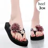 Pantofole Moda estiva da donna Usura esterna Sandali da spiaggia e tacco a zeppa antiscivolo Fiore infradito con fondo spesso Pantofole