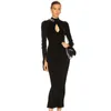 Casual Dresses Wholesale 2023 Women's Black Long Sleeve Stretch Knit Sexig Celebrity Cocktail Party Bandage Dress