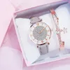 Orologi da polso Orologi da donna di lusso Bracciale Set Cielo stellato Orologio da donna da donna Orologio da polso al quarzo in pelle casual Orologio da ragazza Relogio Feminino