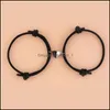 Link Chain Cute Heart Charms Couple Link Bracelets Gift Handmade Adjustable Love Relationship Bracelet Magnetic Bond Set Wholesale Dhqbs