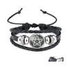 Charm armband forntida Egypten Pentakel mystisk skylt f￶r kvinnor m￤n vintage retro pentagram l￤der wrap bangle mode smycken dro otlro