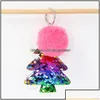 Porte-clés Bijoux Colorf Paillettes Arbre De Noël Porte-clés Joyeux Peluche Pompon Chaîne Femmes Sac Pendentif Suspendu Porte-clés Aessories Drop D Dh3Ni