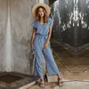 Women's Jumpsuits & Rompers 2023 Fashion Women Spring Summer Lace Up Loose Sashes High Waist Short Sleeve