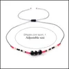 Cadeia de link 12pcs/conjunto de contas de cristal de vidro Bracelets para mulheres 6 cor Ajusta de corda de corda de corda de corda Birthda dheom