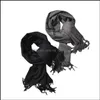 Shawls Fashion Solid Color Women Scarf Winter Hijabs Tassel Long Lady Cashmere Scarves Wraps Drop Delivery Accessories Hats Gloves Otysr