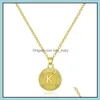 Pendant Necklaces 18K Gold Plated Letter Necklace For Women Birthday Gifts Fashion Personality Az Alphabet Choker Jewelry Dhs Drop D Dh6Kq