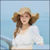 Szerokie grzbiet Hats Wstążka Pearl Panama St Hat Folds Summer Bow Style Fisherman Fisherman Mężczyzna Sunhat Lady 3462 Q2 Drop dostawa Dhs5z