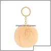 Anneaux cl￩s bijoux 34Colors Fluffy Fur Pom Keychains Toys Toys Soft Faux Ball Car Keyring Pompom Chains Gift For Kids Bag Ornaments Drop de Dhmrp