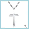 Pendant Necklaces Religious Mens Cross For Male Stainless Steel Crucifix Gold Sier Black Chains Fashion Jewelry Gift Drop Delivery Pe Ot0Zy