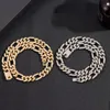 Cadenas Hip Hop Rhinestones pavimentados Miami Curb Collar de cadena cubana Joyería Oro Plata Color Rapero Rock Collares de metal grueso Gord22