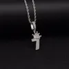 Pendant Necklaces Men Hip Hop Iced Out Bling Zircon Crown Number 7 Fashion Trendy Necklace Male Hiphop Jewelry GiftsPendantPendant Godl22