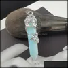 Arts et artisanat pilier Chakra Reiki guérison pendums charmes pierres naturelles pendentif Amet cristal fleur hexagonale pour hommes femmes collier Dh68K