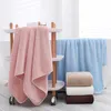 Serviette 1pcs serviettes de bain grand 70x140cm molleton de corail visage de couleur unie pour adultes bonne absorption d'eau