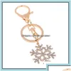 Key Rings Jewelry Luxury Christmas Snowflake Diamond Keychain Souvenir Pendant Gift Drop Delivery 2021 C12Nz Dhgyn