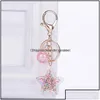 Porte-clés Bijoux Mignon Étoile À Cinq Branches Transparent Quicksand Sequin Acrylique Pendentif Voiture Porte-clés Femmes Titulaire Charme Sac Aessories Dhmze