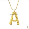 Pendant Necklaces Trendy 26 Capital Letter Necklace English Alphabet Custom Short Gold Chain Uv Color Retention Birthday Gift Jewelr Dh6Hw
