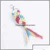 Key Rings Jewelry Boho Handmade Colorf Rame Keychain For Women Cotton Thread Weave Mermaid Bag Aessories Bijoux Drop Delivery 2021 Dhmco