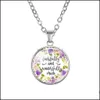 Pendentif Colliers Religion Bible Ecriture Collier Pour Femmes Chrétiens Versets Lettre Fleur Verre Cabochon Chaînes Foi Bijoux Gi Otpqe