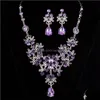 Br￶llop smycken set kvinnor bling crystal brud set sier diamant uttalande halsband dingle ￶rh￤ngen f￶r brud brudt￤rnor accessorie dhgaq