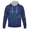 Sweats à capuche pour hommes Sweatshirts 3D Noir Hommes Femmes Funny Maths Formula Print Hoodie Pull Harajuku Hip Hop Survêtement Homme Casual Winter Pocke