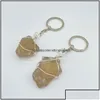 Nyckelringar smycken Irregar Natural Original Stone Crystal Chakra Keychains For Women Men Fashion Accessories bildekor Drop Delivery 2 DHFP3