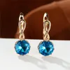 Boucles d'oreilles cerceau Huggie luxe femme bleu Zircon pierre mode cristal ovale Vintage couleur or mariage pour femmes cerceau Farl22