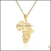 Pendant Necklaces Hip Hop Africa Map Stainless Steel Elephant Giraffe Lion Animal For Men Women Fashion Jewelry Gift Drop Delivery Pe Ot5Yg