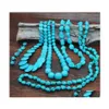 Boucles d'oreilles Collier Rétro Ethnique Vintage Fête Mariage Ensemble Goutte Femmes Bleu Pierre Turquoises Boho Bijoux Ensembles 509 H1 Livraison Dhnjy