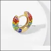 Dangle Chandelier Summer Rainbow Colorf Pave Crystal Cooper Mini Hie Hoop Earrings For Women Boho Big Circle Wedding Jewelry Drop D Dhlqo