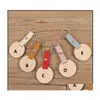 Key ringen sieraden natuurlijke houten schijf sleutelhanger groothandel gepersonaliseerde aangepaste letters blanco pu lederen o houten schijf hanger drop dhlwh