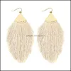 Dangle Lustre 2021 Vintage Ethnique Gland Boucles D'oreilles Bohême Goutte Longue Corde Fringe Coton Boucle D'oreille Pour Les Femmes Plaqué Or De Mode J Dhs9R