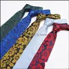 Neck Ties Fashion Accessories Polyester Jacquard Flower Pattern Men Business Wedding Male Necktie Dress Gift 8Cm Drop Delivery Otqa8