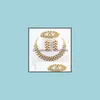 Bruiloft sieraden sets merk mode uniek ontwerp 18k goud vergulde colorf kristal statement ketting armband oorring ring 22 d3 drop d dhrxa