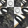 Arts And Crafts Black Leather Cord 45Cm Chain Necklace Rope Pendant Jewelry Accessory Drop Delivery Home Garden Dhnka