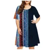 Casual Dresses Summer Women Bohemian Flower Print Dress Kort ärm Löst vintage damer 3D randig mini plus storlek 2023Casual