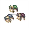 Spille Spille Vintage Luxury Smalto Elefante Strass Spilla animale Spille in metallo Abbigliamento Accessori per gioielli Consegna a goccia Otkze