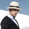 Sombreros de ala ancha Hombre de alta calidad Panamá Sombrero Lady Beach Sun Cap Masculino Fedora Hombres al aire libre Paja 58 cm