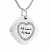 Collares pendientes Full Love In My Heart Memorial Square Ash Keepsake Collar de acero inoxidable Joyería de cremación