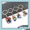 Bagues clés Bijoux Pierre naturelle brute Pierre précieuse Bague Quartz Améthyste Oeil de Tigre Cristal Porte-clés Agate Ore Méditation Pendentif Hangbag Dhqb1