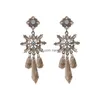 Stud Fashion Jewelry Light Luxury Crystal Flower Earrings S925 Sier Post Tassel Dangle Drop Delivery Dhnye