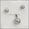 Ensembles de bijoux de mariage or Sier boule ronde en acier inoxydable ensemble femmes fête pendentif collier boucles d'oreilles livraison directe Otbxs