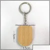 Key Rings Jewelry Diy Blank Wooden Chain Ring Holder Fashion Wood Round Heart Pendant Keychain Personalized Engraved Name Charms Key Dh4Wo