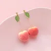 Bengelen oorbellen kroonluchter Koreaanse zoete en schattige roze simulatie perzik fruit hanger dames eenvoudige mode overdreven persoonlijkheid gi