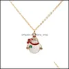 Pendentif Colliers En Gros De Mode Alliage Bonhomme De Neige Arbre De Noël Collier Pour Les Femmes Chaîne En Or Flocon De Neige Clavicule Drop Delivery Jewe Dhvmt