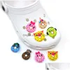 Ayakkabı Parçaları Aksesuarlar Moq 100pcs Güzel Donut Cartoon Croc Charms Buckles 2D Yumuşak Kauçuk tıkanık pimler düğmeleri cazibe dekorasyonları uygun dhv4y