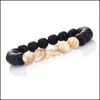 Beaded Strands Tretrendy Natural Black Agate Stone Douple Bracelet Size 6Mm/8Mm Tiger Eye Beads Charm Jewelry Gift For Women Meny D Dhhuz